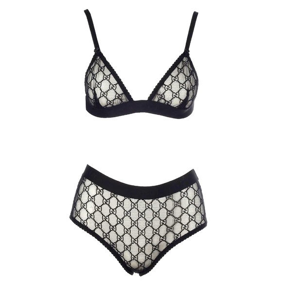 Gucci Intimates & Sleepwear Gucci Embroidered Tulle Bra Panty Set